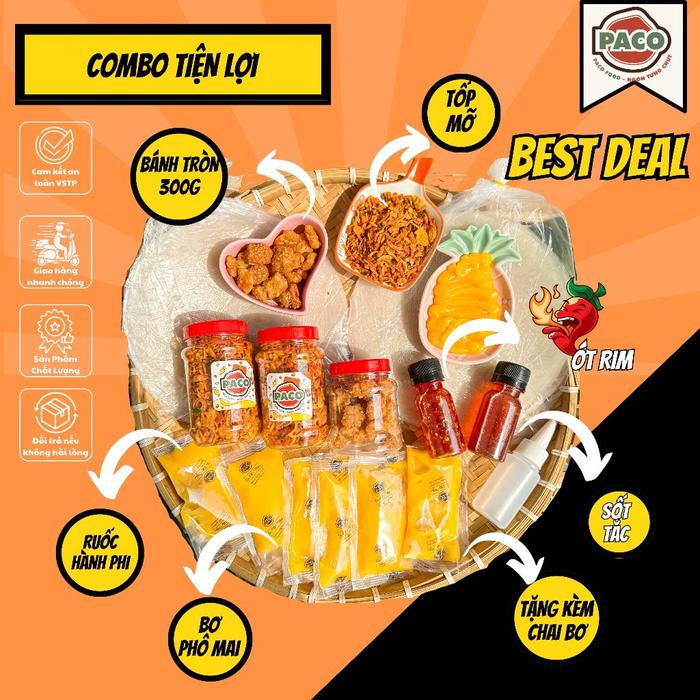 Combo tiện lợi với ruốc hành phi và gia vị từ Paco Food.